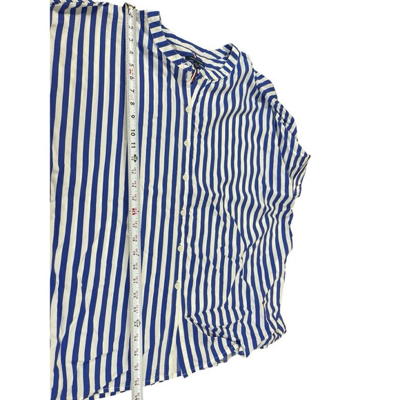 Tommy Hilfiger Women’s XXL Blue White Vertical Stripe Button Front Blouse Top - Picture 9 of 14